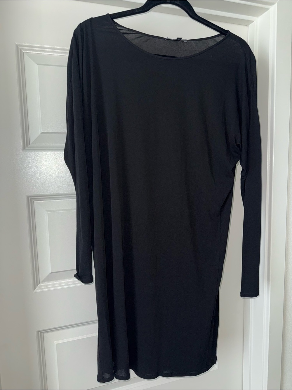 Eileen Fisher Black Long Sleeve 100% Silk Long Tunic Top Shirt XS $398